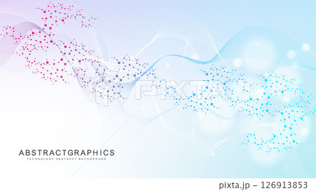 Molecular structure DNA, atom, neurons. Science concept for your design. Connected lines with dots. Medical, technology, chemistry, science background. illustration 126913853