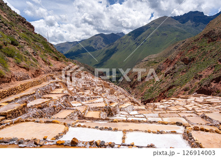 Salt terraces at Salinas de Maras in the Sacred Valley, Peru Salt terraces at Salinas de Maras in the Sacred Valley, Peru 126914003