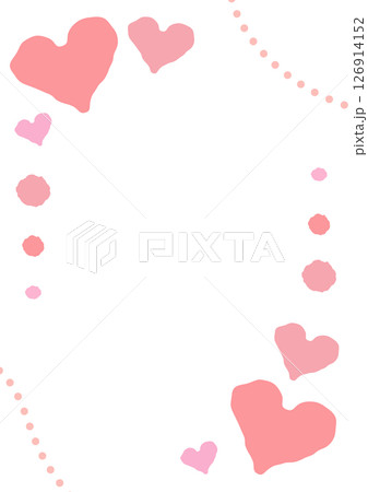 ピンクの手描きハート模様のフレーム背景 126914152