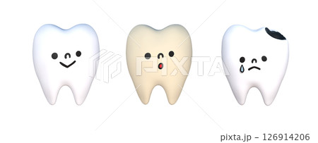 白い歯と黄色い歯・虫歯イラスト素材セット(背景透過PNG)/White Teeth, Yellow 白い歯と黄色い歯・虫歯イラスト素材セット(背景透過PNG)/White Teeth, Yellow 126914206