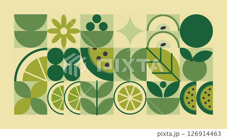 Green geometric food mosaic 126914463