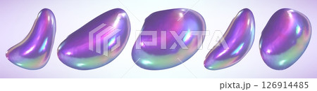 Holographic iridescent liquid abstract shapes Holographic iridescent liquid abstract shapes 126914485