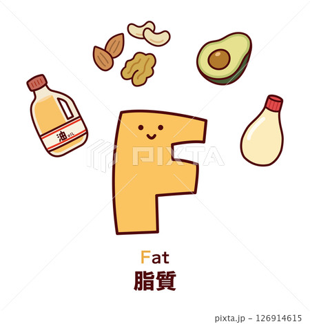 脂質のキャラクター PFC 線画 脂質のキャラクター PFC 線画 126914615