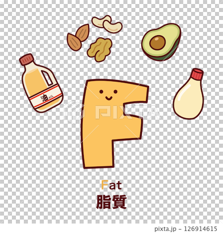 脂質のキャラクター PFC 線画 脂質のキャラクター PFC 線画 126914615