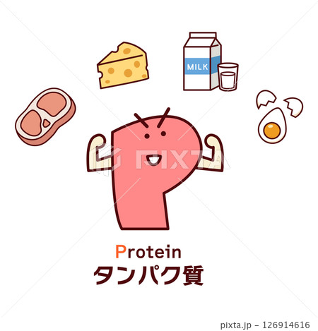 タンパク質のキャラクター　PFC　線画 126914616