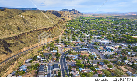 Aerial Suburban Community and Desert Ridge with Landmark Letter Fly Over Aerial Suburban Community and Desert Ridge with Landmark Letter Fly Over 126914872