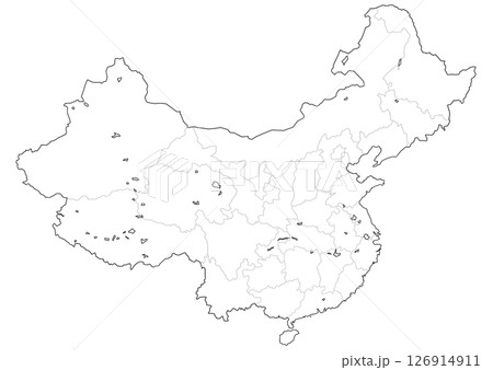 白地図 中国 白地図 中国 126914911