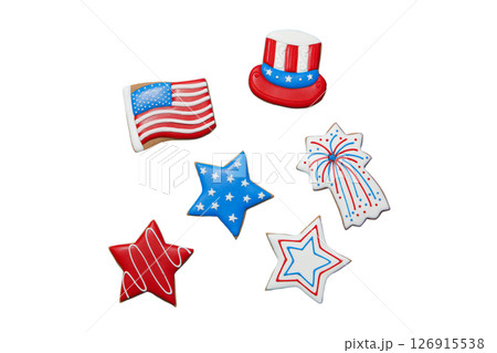 4 July holiday attributes, isolated on white background 126915538
