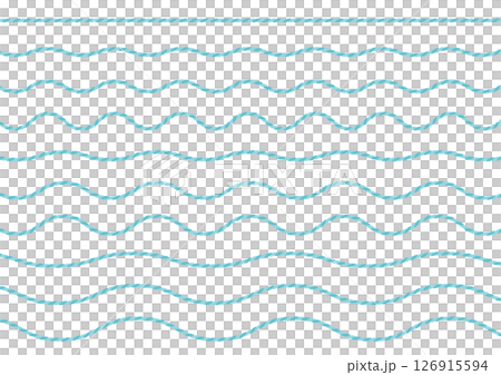 真っ直ぐな紐と波打つ紐のイラストのセット_青 126915594