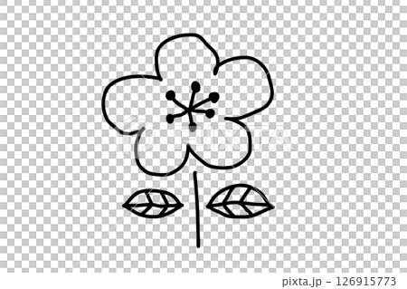 北欧風の手描き花ベクターイラスト　黒 126915773