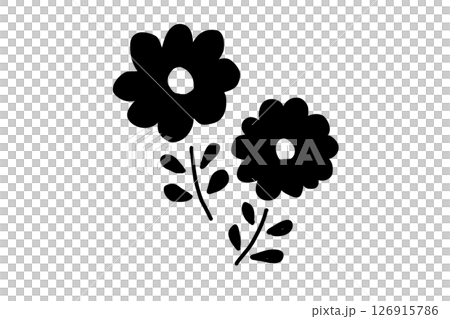 Scandinavian style hand-drawn floral vector illustration in black 126915786