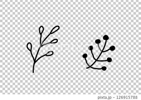 Scandinavian style hand-drawn botanical vector illustration in black 126915788