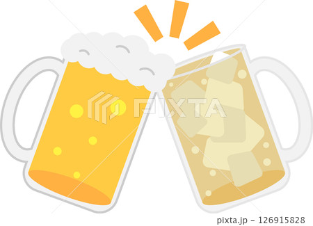 ビールとハイボールで乾杯しているイメージ素材 126915828