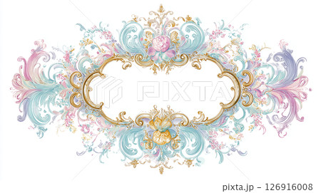 カラフルな花と渦巻きの装飾フレーム カラフルな花と渦巻きの装飾フレーム 126916008