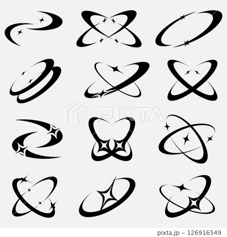 Y2K Abstract retro minimal twinkles with cosmic orbit 126916549