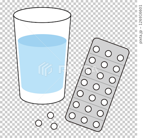 薬のシートと水 126916601