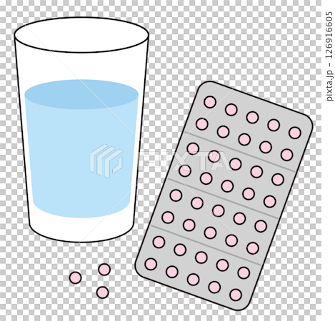 薬のシートと水 126916605