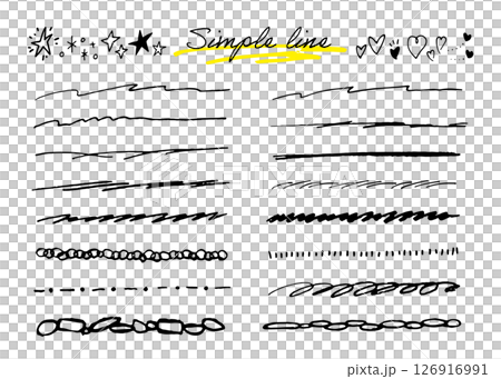 手描きの線のセット。落書きのマーカーペン。下線のベクター素材。 126916991