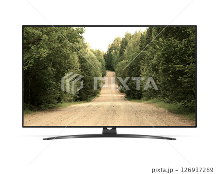 Smart tv with country road on the screen Smart tv with country road on the screen 126917289