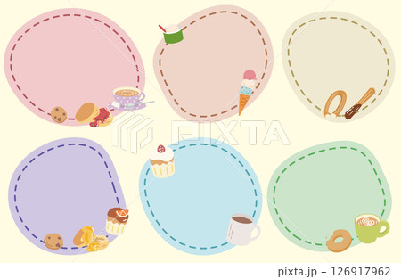 スイーツとカフェのパステルふきだし 126917962