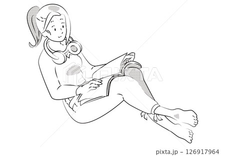 本を読んでいる女性のイラスト 126917964