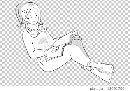 本を読んでいる女性のイラスト 126917964