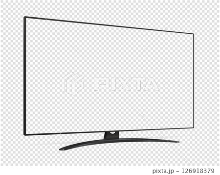 Realistic empty TV screen. Modern smart TV mockup with transparent screen isolated on transparent background Realistic empty TV screen. Modern smart TV mockup with transparent screen isolated on transparent background 126918379