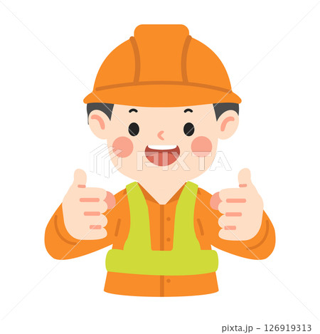 Cartoon Construction Worker Giving Thumbs Up 126919313