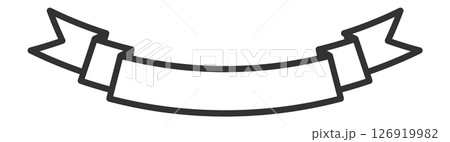 Simple waving ribbon banner outline drawing waving from left to right, suitable for graphic design, websites, social media, presentations, and marketing materials 126919982
