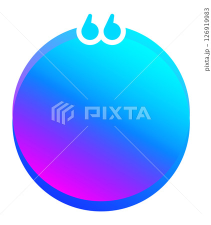 Round quote blank template featuring quotation marks gracefully hovering over a vibrant blue and purple gradient circle, ideal for incorporating quotes or testimonials seamlessly 126919983
