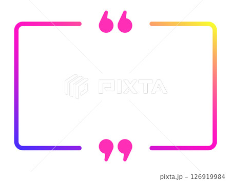 Gradient quotation marks frame a blank space, creating an expressive design for text and quotations, perfect for social media posts, websites, and print materials 126919984