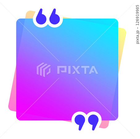 Vibrant gradient quote box with prominent quotation marks creates an engaging space for text, comments, testimonials, and reviews, enhancing communication and visual appeal 126919985
