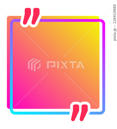 Colorful quote box with quotation marks is ready for inspiring messages and engaging social media content, featuring a gradient background from pink to orange and yellow 126919988