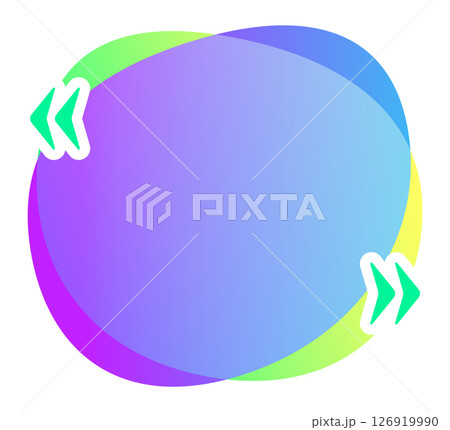 Rewind and forward arrows surrounding a colorful bubble with gradient colors, providing a dynamic and engaging visual element for multimedia content 126919990