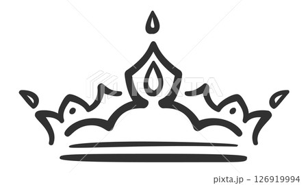Simple, hand drawn crown representing royalty, power, and authority, isolated on a white background, suitable for various design projects related to monarchy, leadership, or luxury 126919994