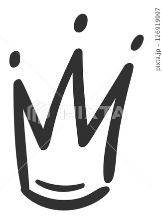 Hand drawn crown symbolizing royalty, power, and authority, isolated on a clean white background, perfect for enhancing various design projects and creative concepts 126919997