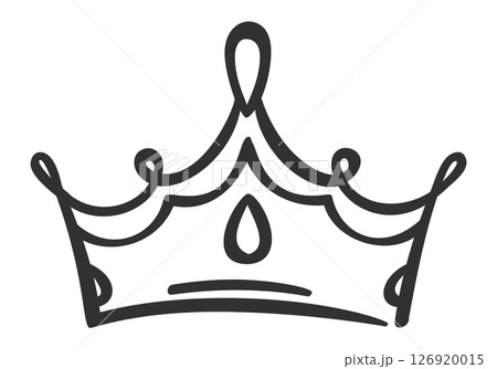 Simple, elegant line art depicting a majestic crown, representing monarchy, authority, and leadership, perfect for logo or decorative element Simple, elegant line art depicting a majestic crown, representing monarchy, authority, and leadership, perfect for logo or decorative element 126920015