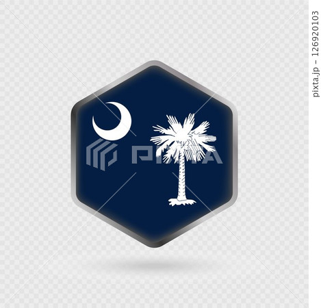 South Carolina State Flag Icon in Hexagon Shape. South Carolina State Flag Icon in Hexagon Shape. 126920103
