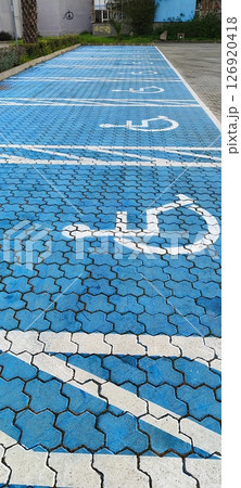 Outdoor street parking for people with disabilities and people with limited mobility. 126920418