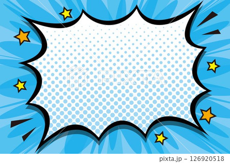 アメコミデザインのポップなふきだしイラスト（ブルー） 126920518