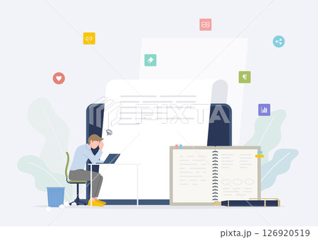 ブログ・SNSのネタ切れで文章が書けずに悩んでいるマーケター ブログ・SNSのネタ切れで文章が書けずに悩んでいるマーケター 126920519