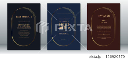 Navy and Wine Gold Wedding Invitation Set Elegant Oval Frame Design Navy and Wine Gold Wedding Invitation Set Elegant Oval Frame Design 126920570
