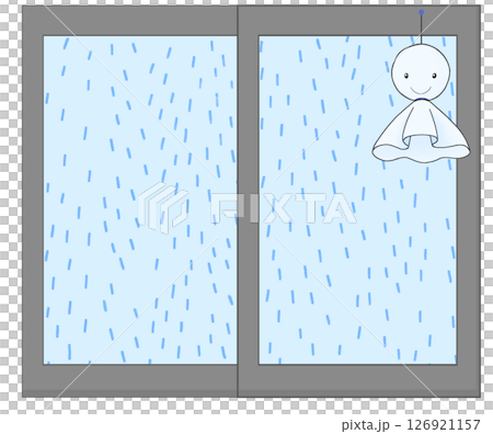 窓越しの雨とてるてる坊主のイラスト 窓越しの雨とてるてる坊主のイラスト 126921157