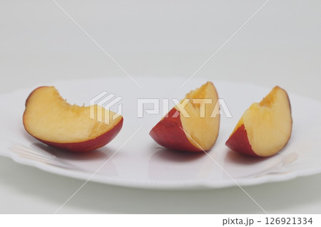 Peach. Fresh organic peach isolated on white background. Peach collection. 126921334