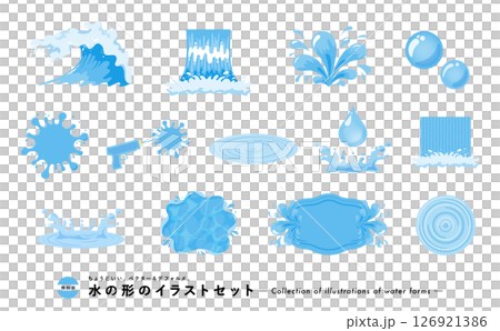 Water icon illustration set_waves, fountains, water surfaces, water drops, water splashes, etc. 126921386