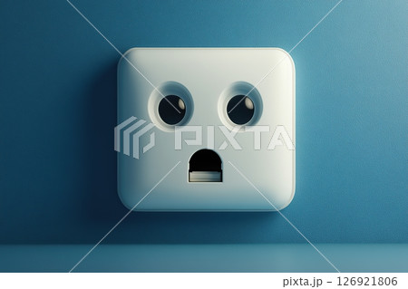 Funny white socket on wall background 126921806