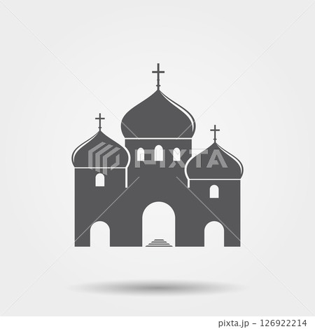 Christian church with a cross icon 126922214