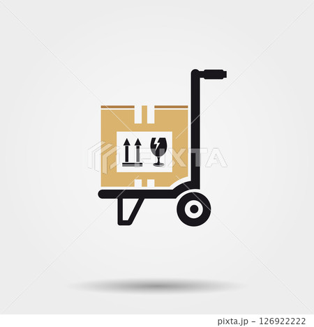Hand truck with cardboard box icon Hand truck with cardboard box icon 126922222