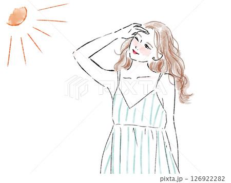 太陽の日差しを浴びてまぶしい女性 太陽の日差しを浴びてまぶしい女性 126922282