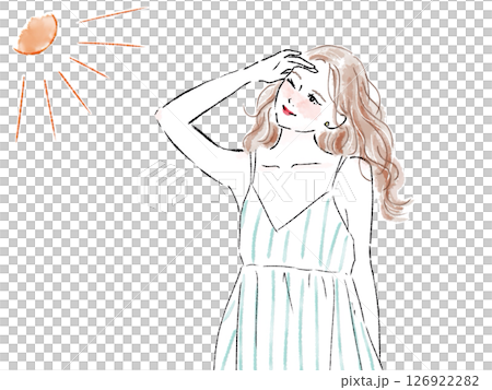 太陽の日差しを浴びてまぶしい女性 太陽の日差しを浴びてまぶしい女性 126922282